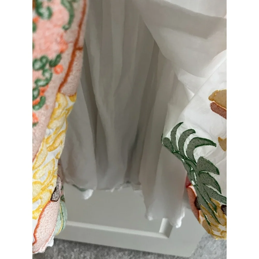 Farm Rio Embroidered Fruits Side Bow Midi Skirt Size XS RV $275 Lined